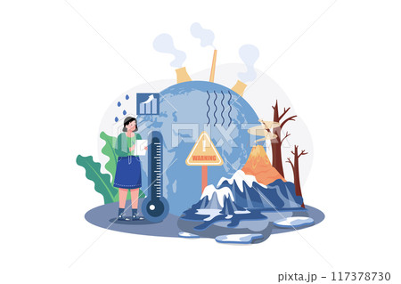 Climate Change Illustration concept on white background 117378730