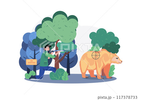 Illegal Hunting Illustration concept on white background 117378733