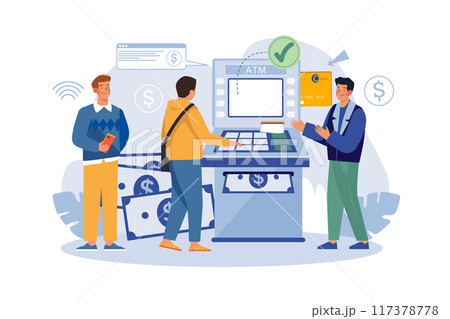 Consultant near Automated Teller Machine for Customers 117378778