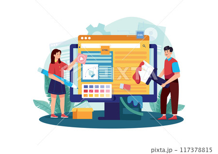 Web Designer Illustration concept on white background 117378815