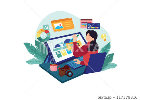 Graphic Designer Illustration concept on white background 117378816