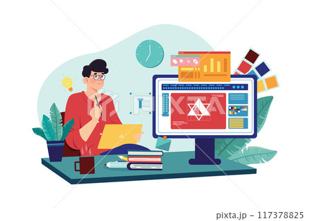 Logo Designer Illustration concept on white background 117378825