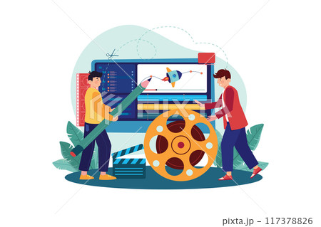 Motion Designer Illustration concept on white background 117378826