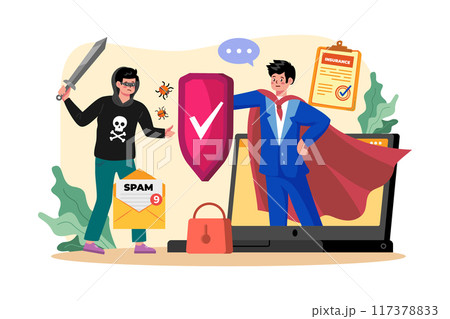 CyberCrime Insurance Illustration concept on white background 117378833