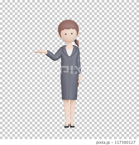3DCG|手で案内する日本の若い女性会社員 3DCG|手で案内する日本の若い女性会社員 117380127