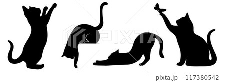 Cartoons silhouettes Black cat Cartoons silhouettes Black cat 117380542