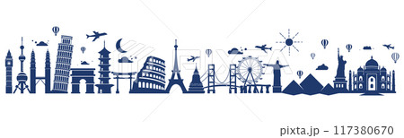 Tour travel around the world illustration 117380670