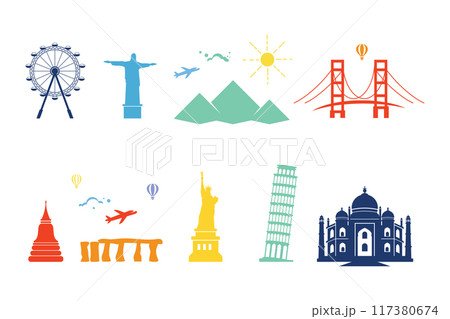 Tour travel around the world illustration 117380674