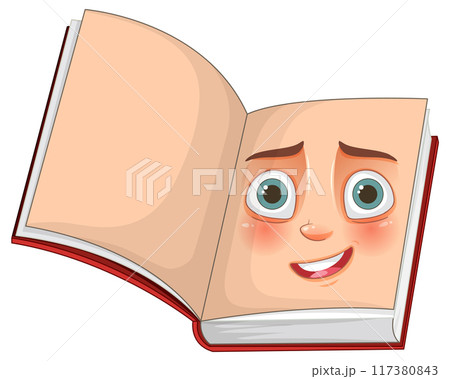 Happy Book with a Face Happy Book with a Face 117380843