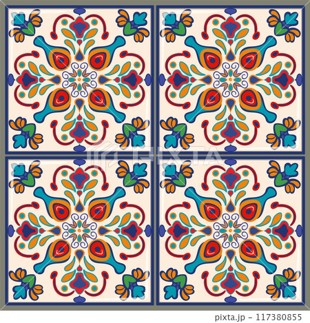 Colorful Mexican Tile Pattern 117380855