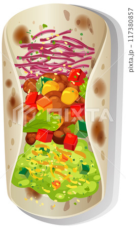 Colorful Mexican Burrito Illustration Colorful Mexican Burrito Illustration 117380857