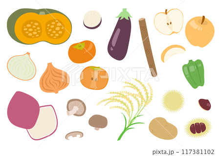秋の食べ物イラストセット 117381102
