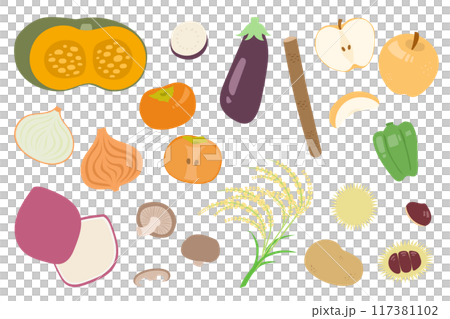 秋の食べ物イラストセット 117381102