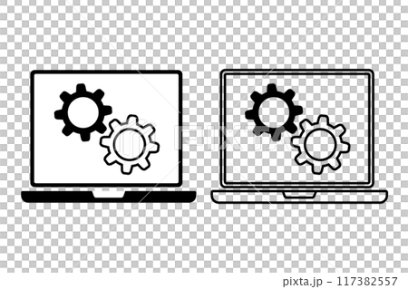 Computer and gear icon set 117382557