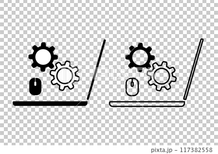 Computer and gear icon set 117382558