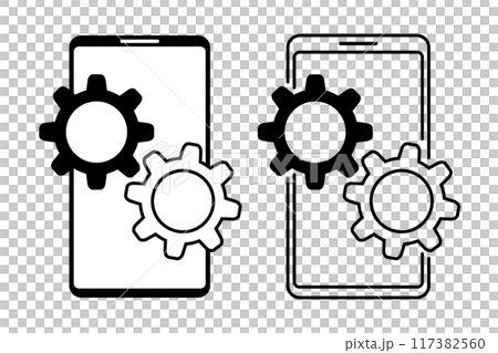 Smartphone and gear icon set 117382560