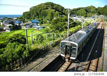夏の房総半島と内房線をゆくE131系 117382646