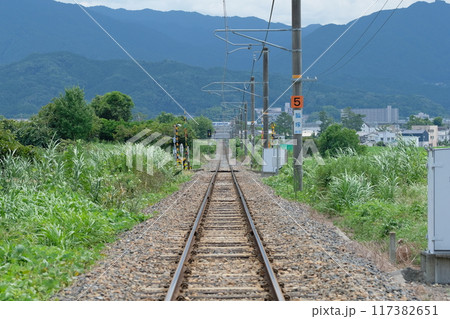 奈良桜井線の線路 大神神社付近 奈良桜井線の線路 大神神社付近 117382651