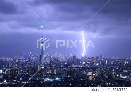 都心の落雷 夕方 都心の落雷 夕方 117383552