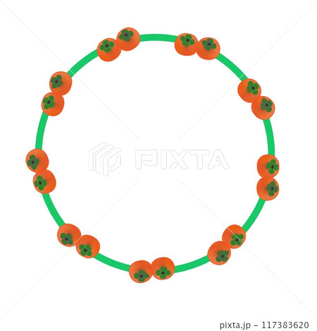 柿の円形飾り枠イラスト 柿の円形飾り枠イラスト 117383620