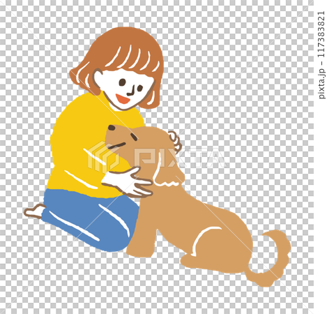 A woman petting a dog A woman petting a dog 117383821