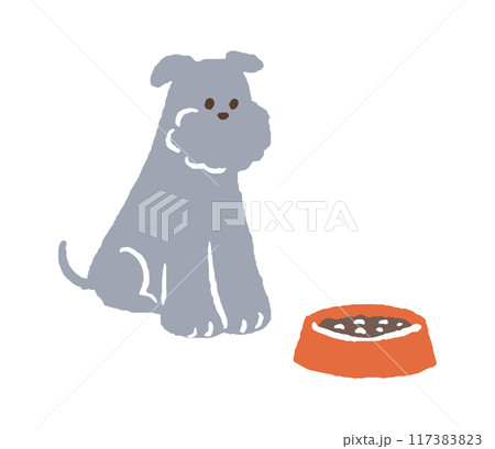 ご飯を前に待てをしている犬 ご飯を前に待てをしている犬 117383823