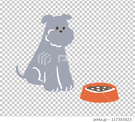 ご飯を前に待てをしている犬 ご飯を前に待てをしている犬 117383823