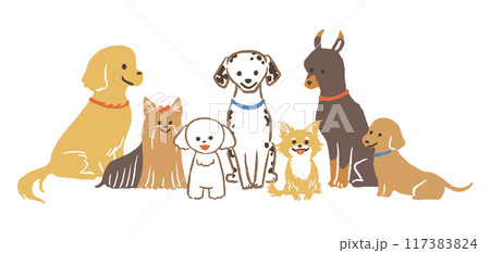 集合している色々な犬種 集合している色々な犬種 117383824