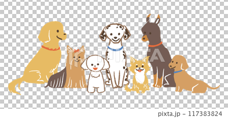 集合している色々な犬種 集合している色々な犬種 117383824