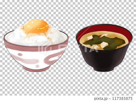 Eggs Racked with Miso Soup 117383875