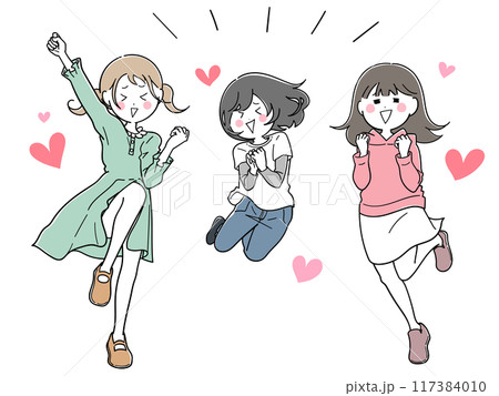 飛び跳ねちゃうくらい好き!ときめく女子3人 飛び跳ねちゃうくらい好き!ときめく女子3人 117384010