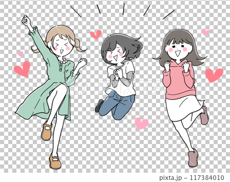 飛び跳ねちゃうくらい好き!ときめく女子3人 飛び跳ねちゃうくらい好き!ときめく女子3人 117384010