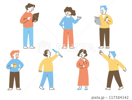 色々なところで働く人たちのセット_色 117384142