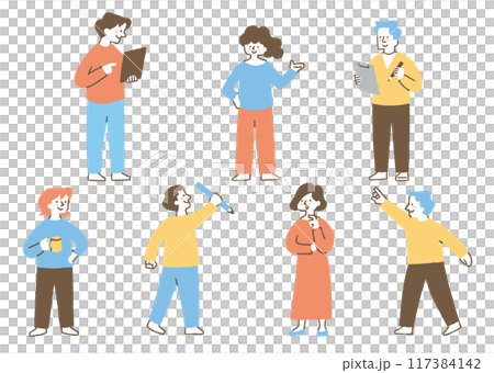 Set of people working in various places_color 117384142