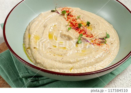 Babaganoush, eggplant appetizer, traditional Lebanese cuisine, homemade, no people, Babaganoush, eggplant appetizer, traditional Lebanese cuisine, homemade, no people, 117384510