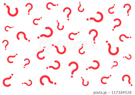 はてなマークのランダムなパターン背景（赤と白） 117384526
