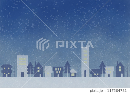 雪降る街並みのベクターイラスト 雪降る街並みのベクターイラスト 117384781