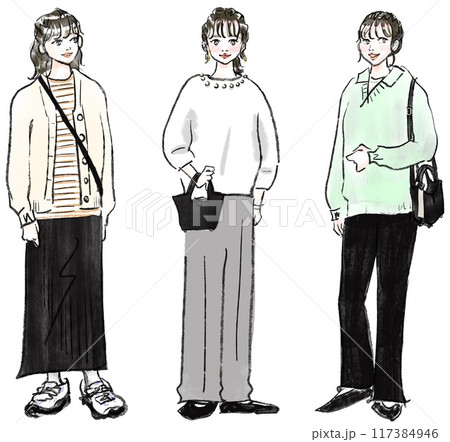 おしゃれな3人の女性 おしゃれな3人の女性 117384946