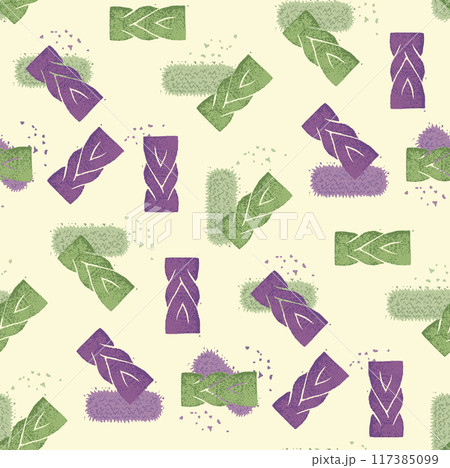 Seamless pattern vector illustration for Korea's Biggest Holiday, Chuseok: Traditional Korean Snacks, Rice Cakes, and Sweets				 117385099