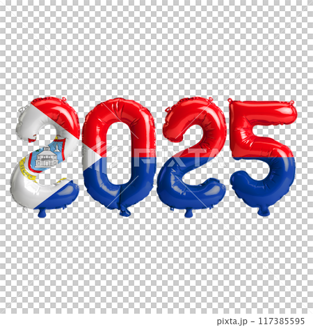 3D illustration of new year 2025 balloons on Sint Maarten flag color, isolated on transparent background 3D illustration of new year 2025 balloons on Sint Maarten flag color, isolated on transparent background 117385595