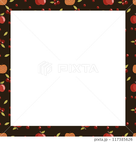Autumn vector square frame with pumpkins and fall leaves. Hand drawn illustration. Autumn vector square frame with pumpkins and fall leaves. Hand drawn illustration. 117385626
