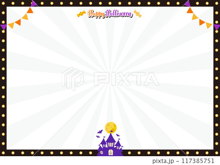 かわいいハロウィンのフレームイラスト(黒) 117385751