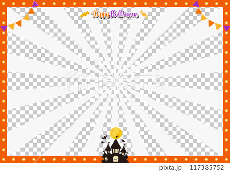 かわいいハロウィンのフレームイラスト(オレンジ) 117385752