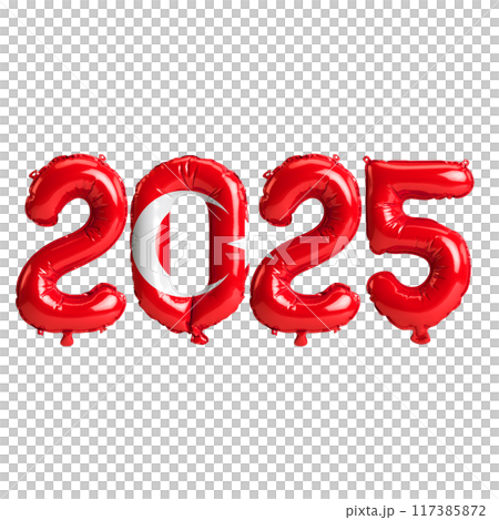 3D illustration of new year 2025 balloons on Turkey flag color, isolated on transparent background 3D illustration of new year 2025 balloons on Turkey flag color, isolated on transparent background 117385872