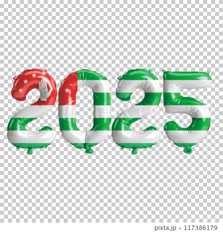 3D illustration of new year 2025 balloons on Abkhazia flag color, isolated on transparent background 3D illustration of new year 2025 balloons on Abkhazia flag color, isolated on transparent background 117386179