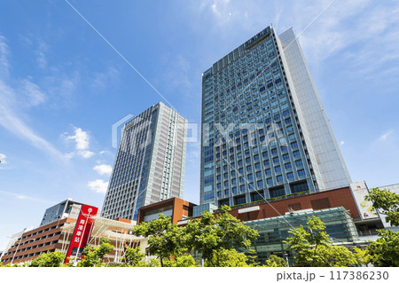 Building view of Nangang station in Taipei, Taiwan. 117386230