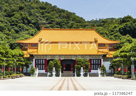 The architectural landscape of the National Revolutionary Martyrs' Shrine in Taipei, Taiwan. The architectural landscape of the National Revolutionary Martyrs' Shrine in Taipei, Taiwan. 117386247