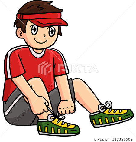 Tennis Boy Wearing Shoes Cartoon Colored Clipart Tennis Boy Wearing Shoes Cartoon Colored Clipart 117386502