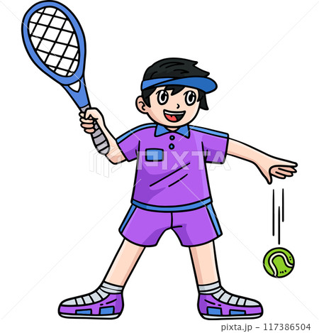 Tennis Player Dribbling the Ball Cartoon Clipart Tennis Player Dribbling the Ball Cartoon Clipart 117386504