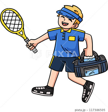 Tennis Player with Sports Bag and Racket Clipart Tennis Player with Sports Bag and Racket Clipart 117386505